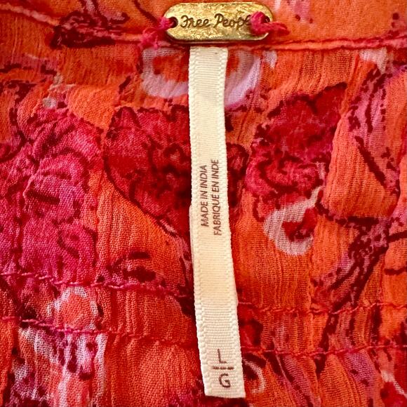 Free People See It Through Maxi Dress in Red Floral Size Large Bohemian - Picture 13 of 15